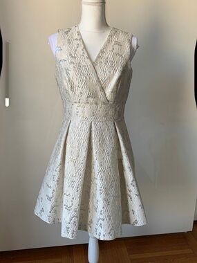 DKNYC Ivory Lace Fit-and-Flare Midi Dress